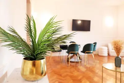 a potted plant sitting on a table in a living room at Jubilee Penthouse by Nosdom Properties in Rome