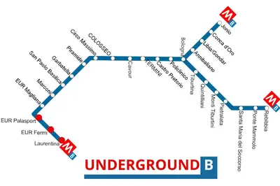 a map of the underground b line at Modern & Cozy Double Rooms, Private bath WIFI AC in Rome