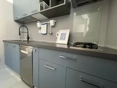 a kitchen with a sink and a stove in it at Blueberry House in Rome