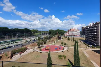 a view of a park in a city at YCH-Modern flat with terrace near Eataly in Rome