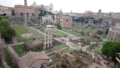 an aerial view of the ruins of the ancient city at Charming Apartment Near Roman Forum - 60 m² in Rome
