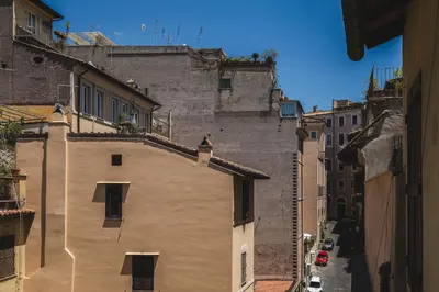 an overhead view of an alley with buildings at Valeria Terrace - Monti, Rome in Rome