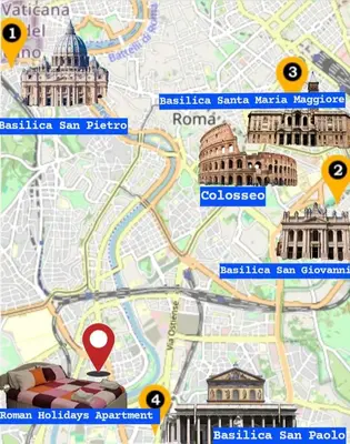 a map of the city of sarajevo with a marker at Roman Holidays Apartment in Rome