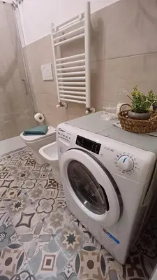 a washing machine in a bathroom with a toilet at Mimmi's house in Rome