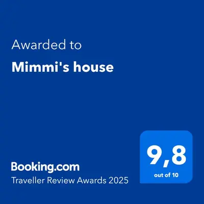 a blue calculator with the text awarded to minimiths house at Mimmi's house in Rome