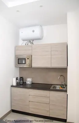 a kitchen with a sink and a microwave at Casa e Appartamento per Vacanze JASMINE in Rome
