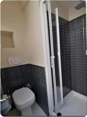 a bathroom with a toilet and a shower at Piazza di Spagna Suite in Rome