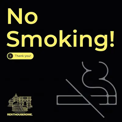 a sign that says no smoking with a picture of a house at Sunny Monteverde Apartment - Near Trastevere by RHR in Rome