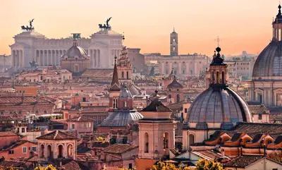 a view of a city with many buildings at Space Home in Rome
