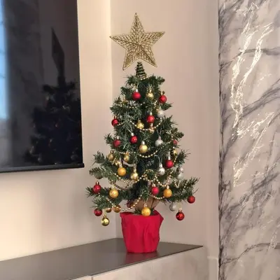a christmas tree with a star on the wall at Le tue vacanze a Roma-2 bagni-nuovo apt in Rome