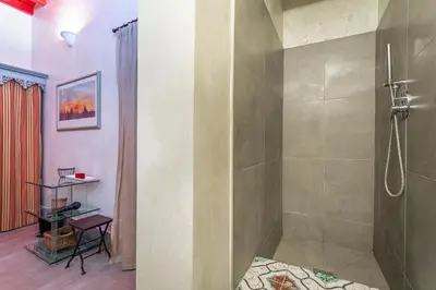 a bathroom with a shower and a walk in shower at iFlat Baroque Apartment in Campo de' Fiori in Rome