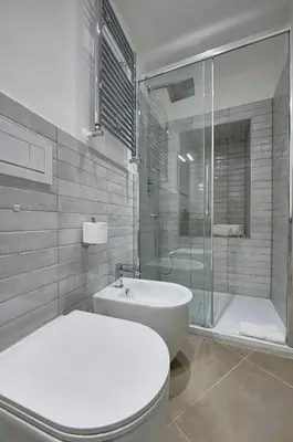 a bathroom with a white toilet and a shower at Domus Capitolina Navona in Rome