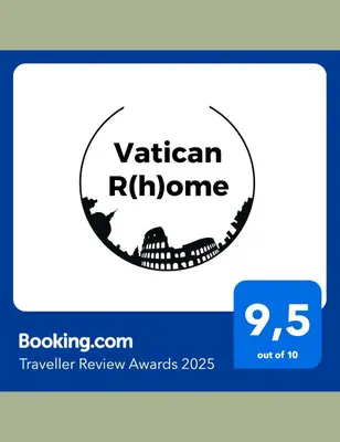 a sign for a visitor review awards with a vietnam rhino logo at Vatican R(h)ome in Rome
