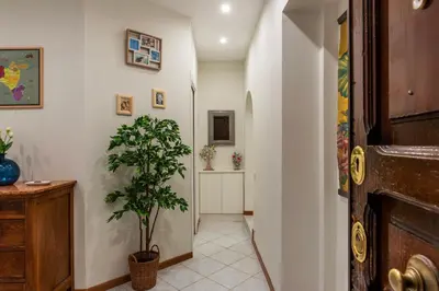 a hallway with a potted plant in a room at Cozy Apartment in Trastevere in Rome