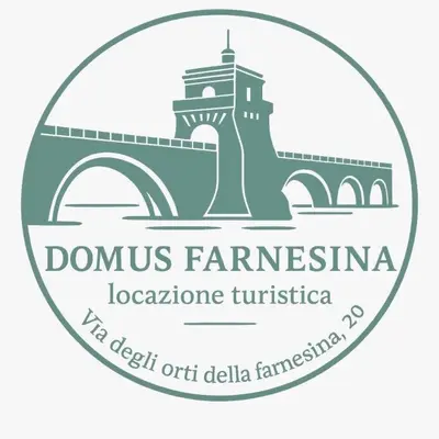 a logo for the domus faminusquezquez institution at Domus Farnesina Ponte Milvio in Rome
