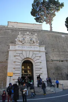 a group of people standing in front of a building at Vatican Leone IV in Rome