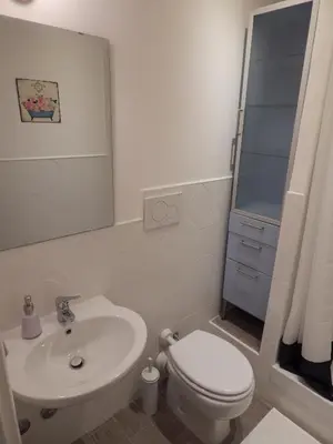 a bathroom with a white toilet and a sink at Affittacamere Roma Centro, Musei Vaticani Rooms in Rome