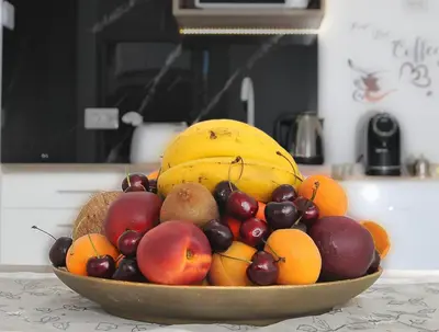 a bowl of fruit on a counter in a kitchen at B&Baldo Vatican in Rome