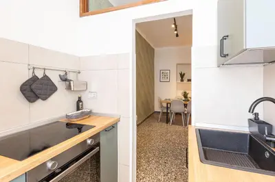 a kitchen with a sink and a counter top at Vatican Flower Apartment in Rome