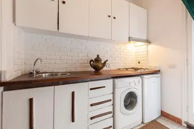 a kitchen with a sink and a washing machine at Pantheon Splendid Flat with Terrace in Rome