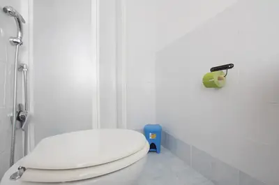 a white bathroom with a toilet and a shower at La Casa dei Quattro Venti in Rome
