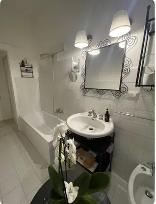 a bathroom with a sink and a tub and a toilet at Colosseum Lindarella Home in Rome