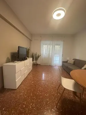 a living room with a couch and a television at Fuffy House Rome in Rome