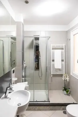 a bathroom with a shower and a sink at Pigneto Holiday in Rome