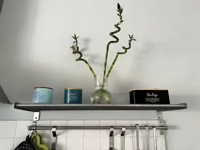 a shelf with a vase with flowers in it at Casa Vivi in Rome