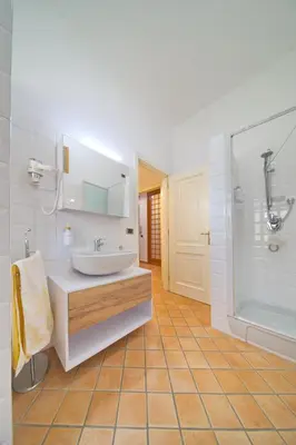 a bathroom with a sink and a shower at Domus Mariposa in Rome