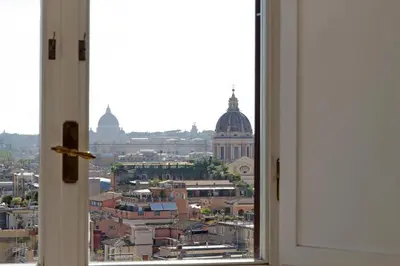 a view of a city from a window at Appartamento 