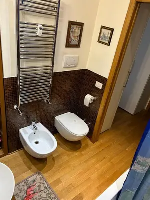 a bathroom with a toilet and a sink at Rifugio Belsito in Rome