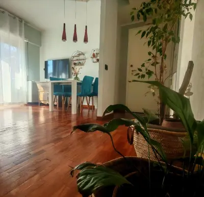 a living room with a table and a potted plant at casa Gesi in Rome