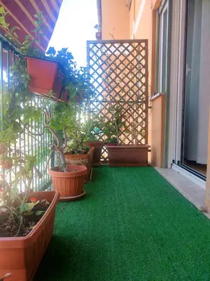 a balcony with green grass and potted plants at casa Gesi in Rome