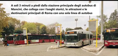 a group of buses parked at a bus stop at Sina Rent Room Flaminio in Rome