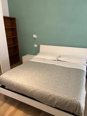 a bedroom with a large bed with a white mattress at Caos Calmo House in Rome