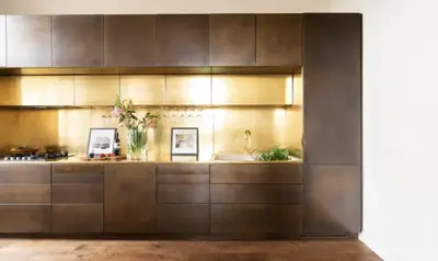 a kitchen with stainless steel cabinets and a sink at Roma magica in Rome