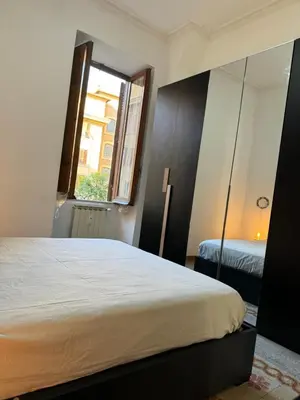 a bedroom with a large bed and a mirror at Domus Urbani in Rome