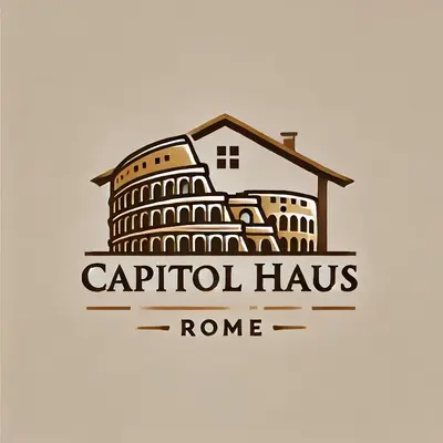 a vintage logo of the coliseum and the roman building at Metro San Paolo -Capitol Haus Roma- Cozy Apartment in Rome