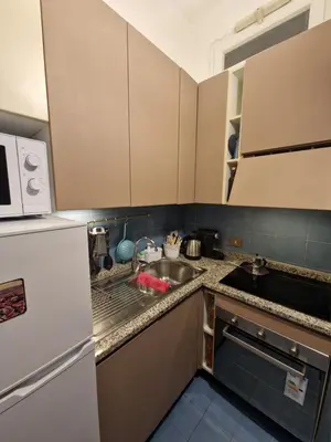 a kitchen with a sink and a refrigerator at Simple life in Rome in Rome