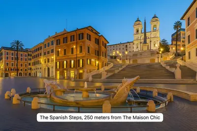 a city square with a fountain in front of some buildings at Maison Chic Spagna Two in Rome