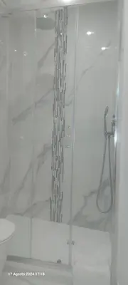 a bathroom with a shower and a toilet at Bemy in Rome