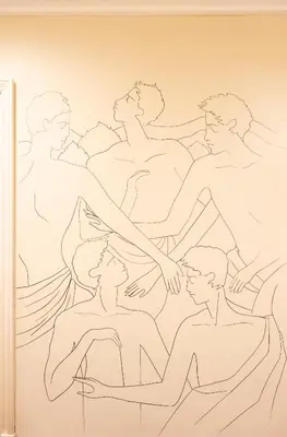 a drawing of a group of women on a wall at Nerva Boutique Hotel in Rome