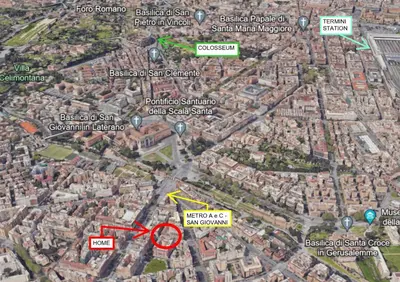 a map of a city with a red x at Sunrise House - San Giovanni in Rome