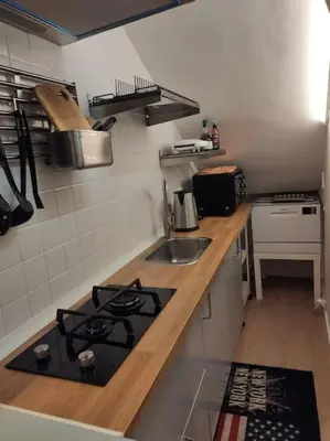 a kitchen with a stove and a sink at Tranquillità a Roma! in Rome
