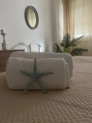 a starfish pillow on a bed in a bedroom at Alloggio Turistico Agiati in Rome