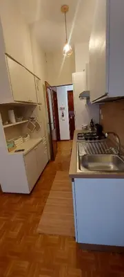 a kitchen with a sink and a stove top oven at Alloggio Turistico Agiati in Rome