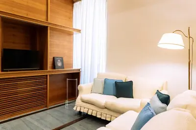 a living room with a couch and a tv at Arancio Luxury Accomodation in Rome