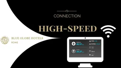 a sign that says high speed with a cell phone at Augusta Lucilla Palace in Rome