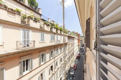 a view of a street from a building at Spanish Steps Historic Apartment in Rome